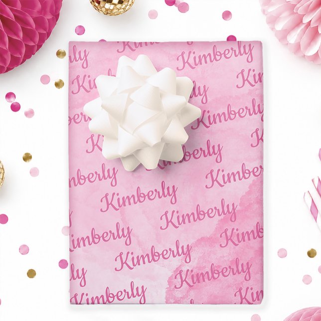 Rosa Individuelle Name Personalisiert Geschenkpapier Set (Pink Personalized Name Gift Wrap)