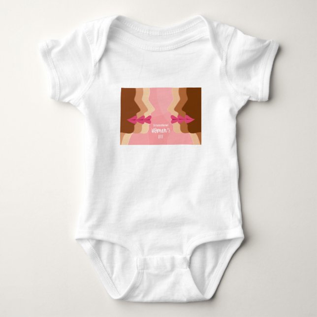 Rosa Internationaler Frauentag Baby Strampler (Vorderseite)
