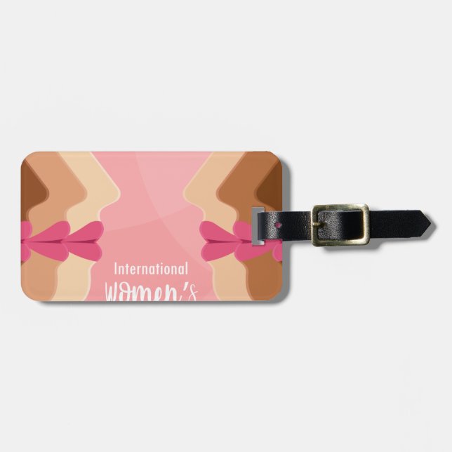 Rosa Internationaler Frauentag Gepäckanhänger (Vorderseite horizontal)