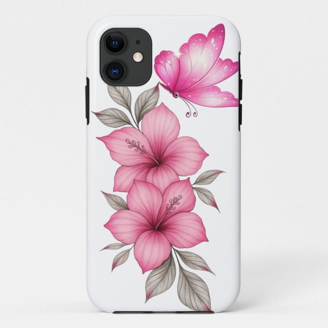Rosa iPhone-Hülle mit Blumen Case-Mate iPhone Hülle (Rückseite)