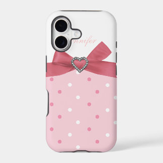Rosa iPhone-Hülle mit Juwelendruck und Punkten