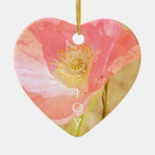 Rosa Island-Mohnblumen-Herz-Verzierung Keramikornament
