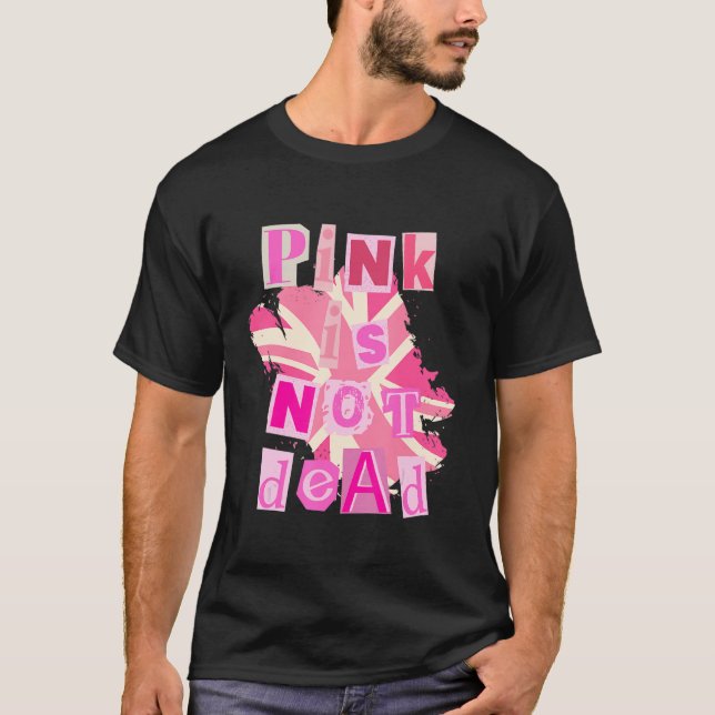 Rosa ist nicht tot mit rosa britische Flagge T-Shirt (Vorderseite)