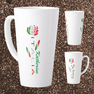 Rosa Italienische Flagge mit personalisiertem Ital Milchtasse