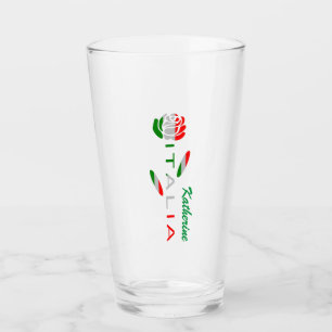Rosa Italienische Flagge mit personalisierter Ital Glas