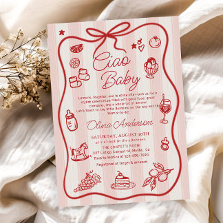 Rosa italienische Lemon Ciao Kinderdusche Einladun Einladung