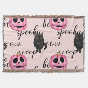 Rosa Jack-O-Laterne und schwarze Katze Decke