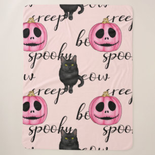 Rosa Jack-O-Laterne und schwarze Katze Sherpadecke