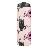 Rosa Jack-O-Laterne und schwarze Katze