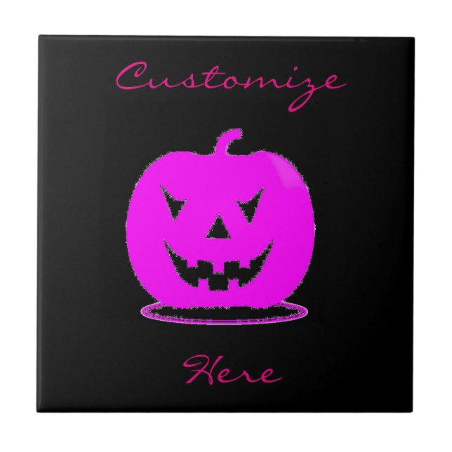 Rosa Jack o'lantern Halloween Thunder_Cove Fliese (Vorderseite)