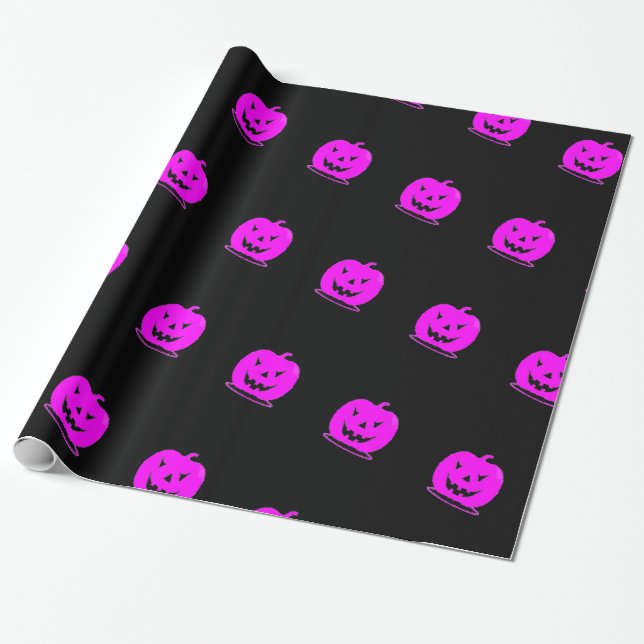 Rosa Jack o'lantern Halloween Thunder_Cove Geschenkpapier (Ungerollt)