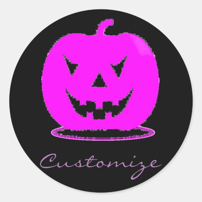Rosa Jack o'lantern Halloween Thunder_Cove Runder Aufkleber (Vorderseite)
