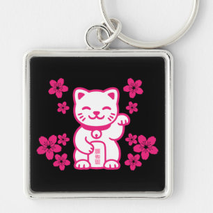 Rosa Japanisch Maneki-neko Schlüsselanhänger