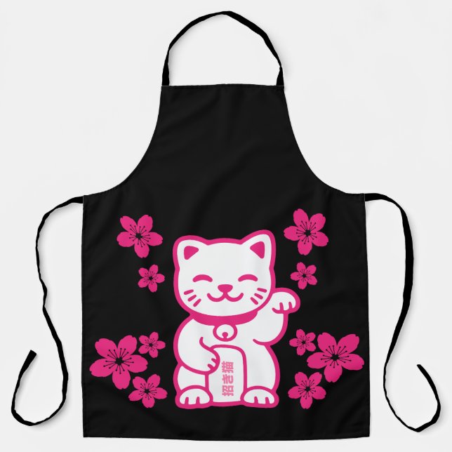 Rosa Japanisch Maneki-neko Schürze (Vorderseite)