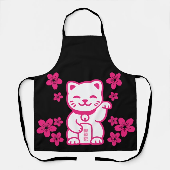 Rosa Japanisch Maneki-neko Schürze (Vorderseite)
