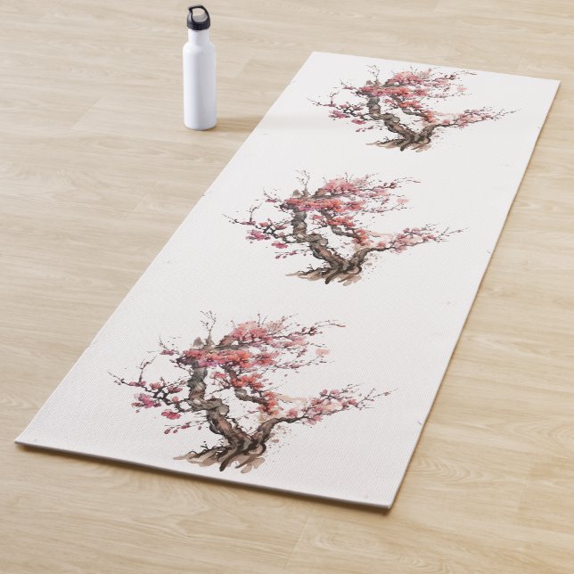 Rosa Japanisch Sakura Kirschblossom Wasserfarbe Yogamatte (Beispiel)