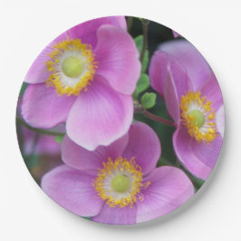Rosa japanische Anemonen Floral Pappteller