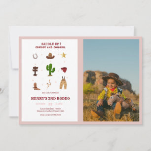 Rosa Jedes Jahr Rodeo Cowboy Kindergeburtstag Foto Einladung