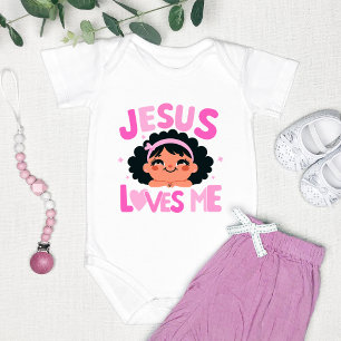 Rosa "Jesus liebt mich" Design  Baby Strampler