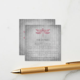 Rosa Jeweled Dragonfly Wedding Begleitkarte