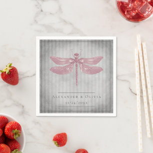 Rosa Jeweled Dragonfly Wedding Serviette