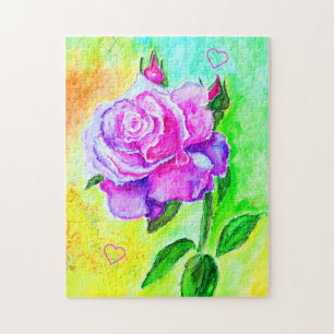 Rosa-Jigsaw-Puzzle mit gemälztem Herzen