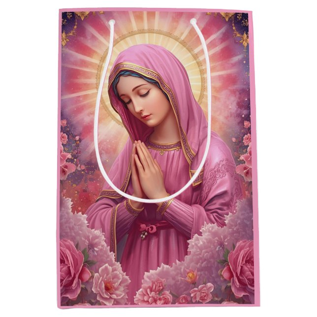 Rosa Jungfrau Mary gibt Taschen Mittlere Geschenktüte (Vorderseite)