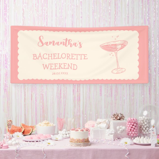 Rosa Junggeselinnen-Abschied Cocktail Brautparty Banner (Party)