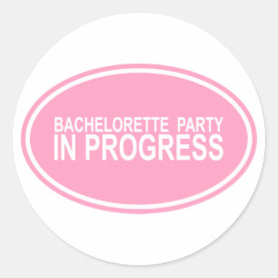 Rosa Junggeselinnen-Abschied in Progress T-Shirts Runder Aufkleber