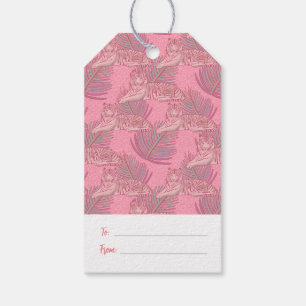 Rosa Jungle Tiger Pattern Geschenkanhänger