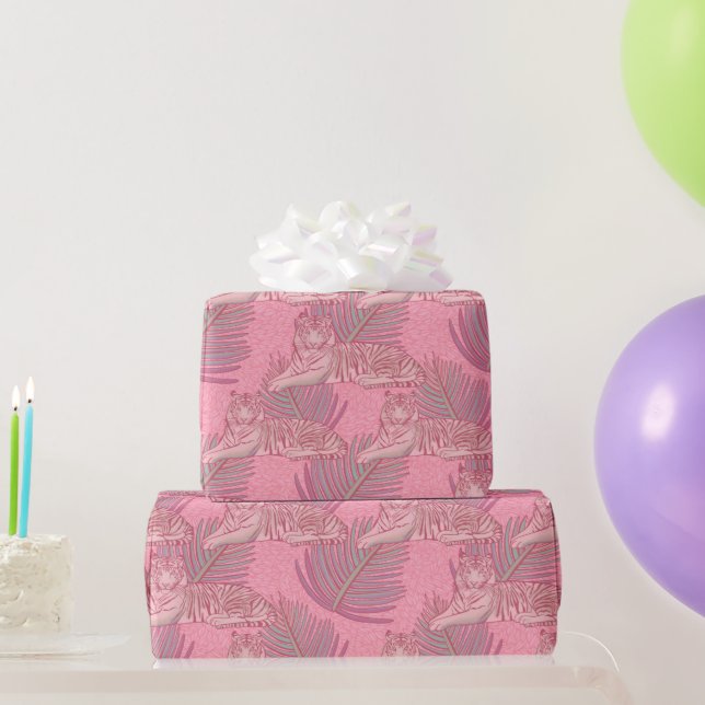 Rosa Jungle Tiger Pattern Geschenkpapier (Partygeschenke)