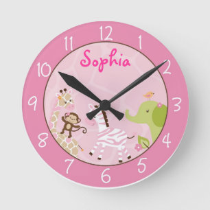 Rosa Jungtier Runde Wanduhr