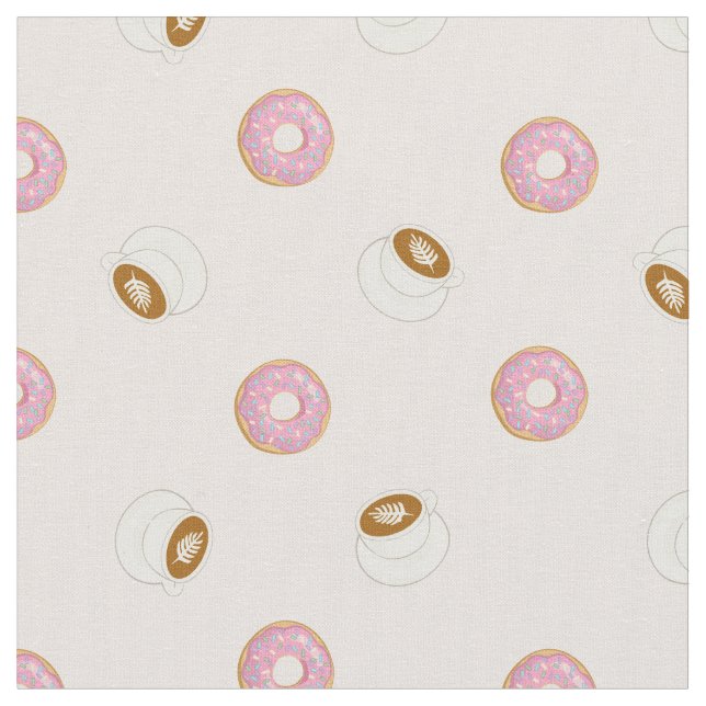 Rosa Kaffee und Donuts Stoff (Nahaufnahme)