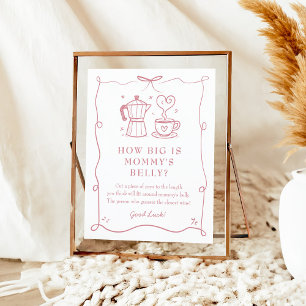 Rosa Kaffeebaby-Bauch-Schwangerschafts-Schild Poster