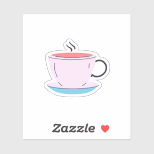 Rosa Kaffeetasse Aufkleber