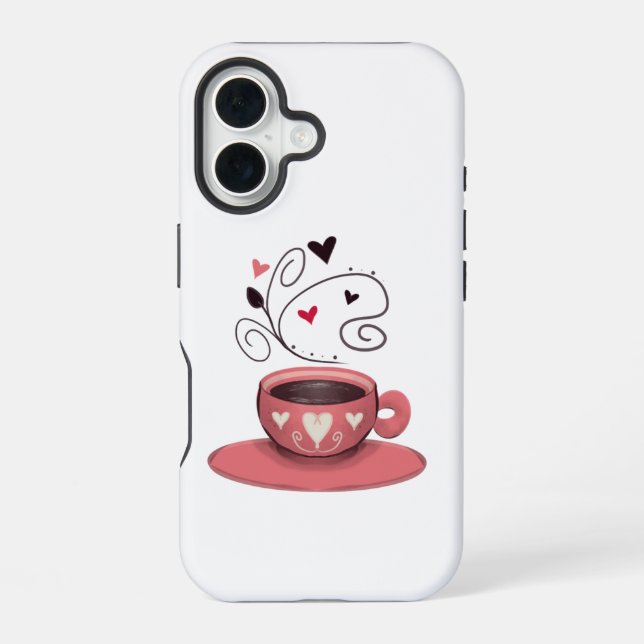 Rosa Kaffeetasse iPhone 16 Hülle (Rückseite)