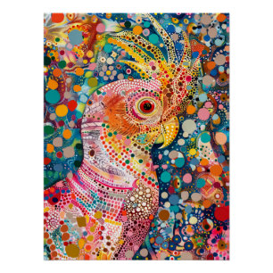 Rosa Kakadu im aborigines Dot Art Style Poster