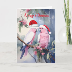 Rosa Kakadu Weihnachtsmannhut Frohe Weihnachten
