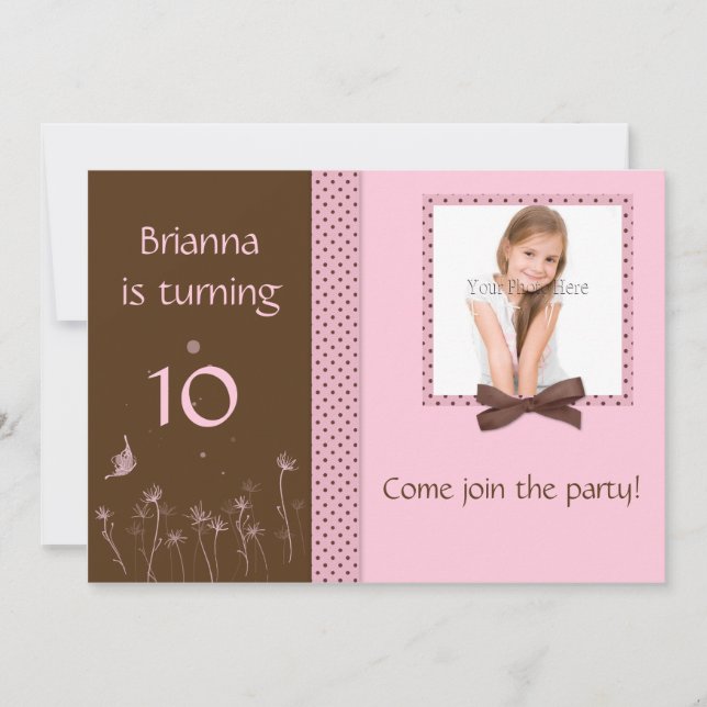 Rosa Kakaodoten Foto Einladung (Vorderseite)