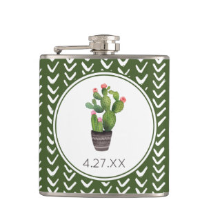 Rosa Kakteen Flachmann