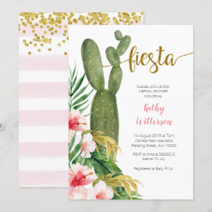 Rosa Kaktus Bridal Dusche Einladung Sukkulent