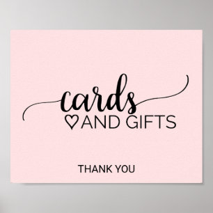 Rosa Kalligrafie-Karten und -Geschenke Schild mit 