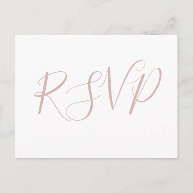 Rosa Kalligraphie Hochzeit RSVP Postkarten (Vorderseite)