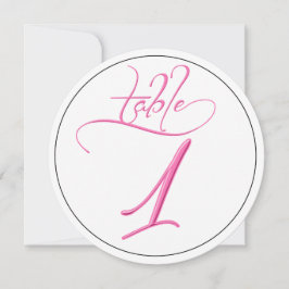 Rosa Kalligraphie Script Runde Tischnummer 1 Karte