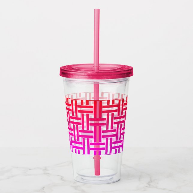 Rosa kalte Getränke Tumbler mit Stroh Acryltrinkbecher (Vorderseite)