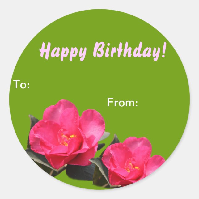 Rosa Kamelie Blume Geburtstagsgeschenkaufkleber Runder Aufkleber (Vorderseite)