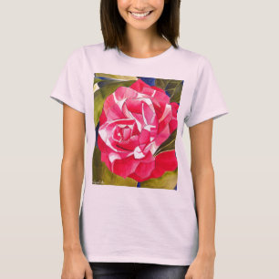Rosa Kamelien Aquarell Blume Malerei T-Shirt