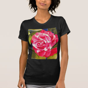 Rosa Kamelien Aquarell Blume Malerei T-Shirt