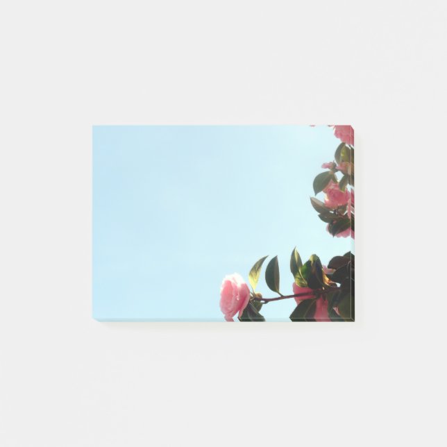 Rosa Kamelien-Blume mit blauem Himmel Post-it Klebezettel (Vorderseite)