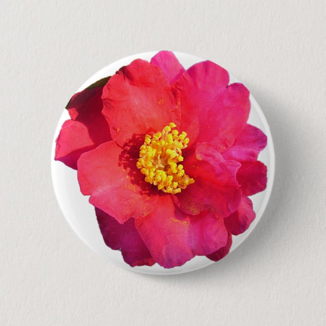 rosa Kamelienblüte Button (Vorderseite)